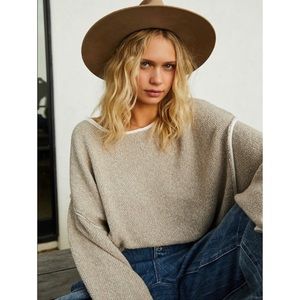 Free People Bardot Sand Dollar Cropped Sweater
